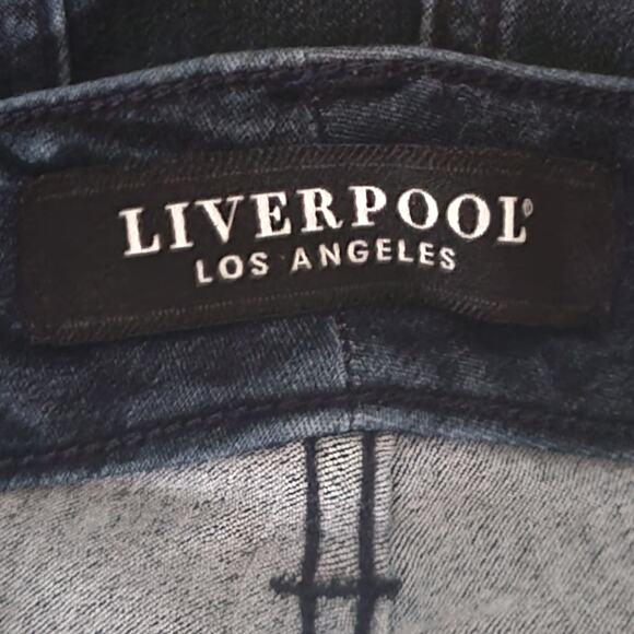 Liverpool Los Angeles Distressed Dark Wash High Waist Stretch Cuffed Shorts 18W - Picture 3 of 10